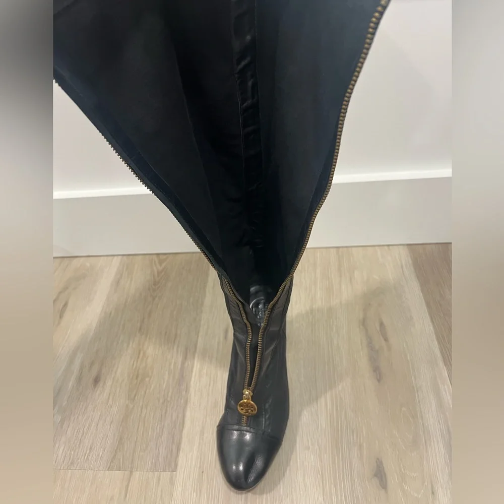 Tory Burch black high leather boots. Size 9M